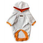 Luli Pet Gri-Turuncu Kapüşonlu Polarlı Köpek Sweatshirt