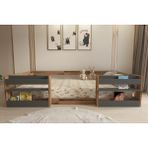 Lullaby Vivian Çırağan-Antrasit Montessori Kitaplıklı - Raflı Çocuk Karyolası - 90 x 190 cm - Antrasit - Ceviz