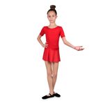 LULLY Kids Kız Çocuk Etekli ve Kısa Kollu Bale, Jimnastik ve Antrenman Mayosu 306 (Kırmızı, 11-12 Yaş)