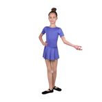LULLY Kids Kız Çocuk Etekli ve Kısa Kollu Bale, Jimnastik ve Antrenman Mayosu 306 (Mor, 3-4 Yaş)