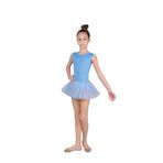 LULLY Kids Kız Çocuk Kolsuz Arkası U Model Tütü Etekli Bale ve Jimnastik Mayosu (Bebe Mavi, 7-8 Yaş)