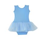 LULLY Kids Kız Çocuk Kolsuz Arkası U Model Tütü Etekli Bale ve Jimnastik Mayosu (Bebe Mavi, 9-10 Yaş)