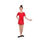 LULLY KİDS Lully Kıds Jimnastik Bale Antreman Kırmızı Kız Çocuk Mayosu Etekli Arka Açık
