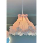 Lulu Avizem Luluavizem Patentli Puantiyeli Dantelli Avize Çocuk Genç Bebek Odası, Pastel Renkli - Pembe