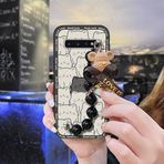 Lulumi-Phone Case For Samsung Galaxy S10 Plus/S10+/SM-G975N, Back Cover cell phone cover cute Bear bracelet soft case silicone phone case mobile phone case Black pearl pendant