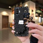 Lulumi-Phone Case For Xiaomi Redmi K40 Gaming Edition/POCO F3 GT, phone pouch Bear bracelet cell phone case soft case cell phone cover cute Black pearl pendant Simplicity Cartoon