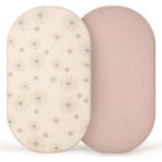 lulumoon Muslin Beşik Çarşafları Bebek: Erkek ve Kız Çocukları İçin Uygun Pamuklu Beşik Çarşafları - Oval Dikdörtgen veya Kum Saati Yatak için Beşik Çarşafları (Kum Papatyası)