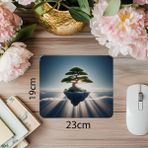 Luluyen Işık Hüzmeli Sürreal Bonsai Mousepad - 19X23 cm 2 mm Dikdörtgen Ithal Baskılı Mouse Pad - Özel Baskı - Renkli