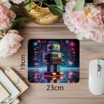 Luluyen Işık Saçan Retro Robot Mousepad - 19X23 cm 2 mm Dikdörtgen Ithal Baskılı Mouse Pad - Özel Baskı - Renkli
