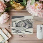 Luluyen Klavye Üstünde Uyuyan Kedi Çizimli Mouse Pad - 19X23 cm 2 mm Dikdörtgen Ithal Baskılı Mouse Pad - Özel Baskı - Renkli