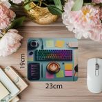 Luluyen Latte Yanında Rgb Klavyeli Mousepad - 19X23 cm 2 mm Dikdörtgen Ithal Baskılı Mouse Pad - Özel Baskı - Renkli