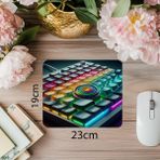 Luluyen Renkli Yuvarlak Tuşlu Klavye Mousepad - 19X23 cm 2 mm Dikdörtgen Ithal Baskılı Mouse Pad - Özel Baskı