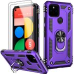 LUMARKE Ekran Koruyucu ile Google Pixel 5 Kılıf, Geçiş 16 ft. Manyetik Halka Kickstand ile Düşme Test Askeri Sınıf Kapak, Google Pixel 5 Mor Renk için Koruyucu Telefon Kılıfı