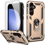 LUMARKE Galaxy S21 FE için Ekran Koruyuculu Kılıf, Geçiş 16 ft. Düşme Test Edilmiş Askeri Sınıf Koruyucu Telefon Kılıfı, Manyetik Halkalı Destek Çubuğu Araba Montaj Tutucusuyla Uyumlu Altın