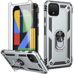 LUMARKE Google Pixel 4 XL için Ekran Koruyuculu Kılıf, Geçiş 16 ft. Düşme Test Edilmiş Askeri Sınıf Koruyucu Telefon Kılıfı, Manyetik Halkalı Destek Çubuğu Araba Montaj Tutucusuyla Uyumlu Gümüş