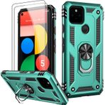 LUMARKE Google Pixel 5A için Ekran Koruyuculu Kılıf, Geçiş 16 ft. Düşme Test Edilmiş Askeri Sınıf Koruyucu Telefon Kapağı Manyetik Halka Destek Çubuğu Araç Montaj Tutucu ile Uyumlu Cam Göbeği