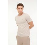 Lumberjack CT102 Bsc Neck Bej Bisiklet Yaka Erkek T-Shirt - 02S-Bej
