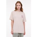 Lumberjack Kadın Bej Kısa Kollu Tişört TEE PD BOX LOGO OVERSIZE Modeli