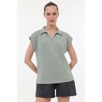 Lumberjack Kadın Haki Polo Yaka Tişört XS Beden WB 12RAIN 6FX Modeli