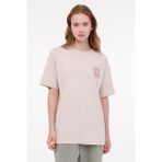 Lumberjack TEE PD BOX LOGO OVERSIZE Bej Kadın Kısa Kol T-Shirt - XL