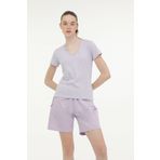 lumberjack W-CT130 BASIC V NECK T-SH Lila Kadın Kısa Kol T-Shirt