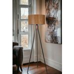 Lumexx Fısco Trıpod Sıyah Lambader Sılındır Bambu 01 Abajurlu