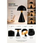 Lumexx Mantar Siyah Retro Başlıklı Masa Lambası