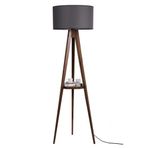 Lumexx Sehbalı Tripod Ceviz Silindir Koyu Gri Abajurlu Lambader