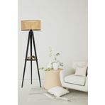 Lumexx Sehpalı Tripod Siyah Silindir Rattan Abajurlu Lambader