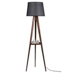 Lumexx Tripod Ceviz Pramit Hasir Siyah Abajurlu Lambader