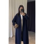 LUMİ Atelier Kadın Lacivert Uzun Peluş Dokulu Oversize Hırka – Yumuşak Doku |