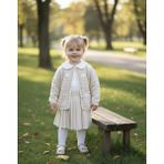 Lumia Laura Baby Kalp Desenli Hırka Gömlek Etek Kız Bebek Çocuk Alt Üst 3 Parça Takım - Krem - Beyaz - 3 Yaş