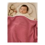 LUMİBABY BUTİK %100 pamuk müslin ponponlu bebek battaniyesi,(80x100 cm)