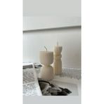 Lumieri Candle El Yapımı Kokusuz Duyum Mum 15*10CM-ÇOKGEN Yuvarlak Dekoratif Mum 15*10 - Kırık Beyaz 2'li