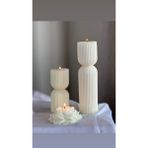 Lumieri Candle El Yapımı Kokusuz Şakayik Gül Mum7 Cm-Çokgen Yuvarlak Dekoratif Mum 20*7-15*7 Kırık Beyaz