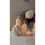 Lumieri Home Lumieri Candle El Yapımı Kokusuz Açmış Şakayık Gül Dekoratif Mum– Çokgen Uzun Mum- Burgu Mum 4'lü - Beyaz