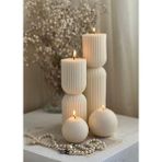Lumieri Home Lumieri Candle El Yapımı Kokusuz Çokgen Yuvarlak Dekoratif Mum - Yuvarlak Mum– 4'lü - Beyaz