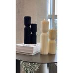 Lumieri Lumıerı Candle El Yapımı Kokusuz Çokgen Yuvarlak Dekoratif Kalıp Mum– Kırık Beyaz -20*7-15*7