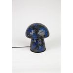 Luminocrafts El Yapımı Cam Mozaik Lamba, Mantar Gece Lambası, Yoga Meditasyon Işığı, Bali El Yapımı Dekoratif Lamba, Mushroom Lamp (Blue&Black)