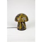 Luminocrafts El Yapımı Cam Mozaik Lamba, Mantar Gece Lambası, Yoga Meditasyon Işığı, Bali El Yapımı Dekoratif Lamba, Mushroom Lamp (Yellow&Black)