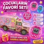 Luminoo Unicorn Kumbara Kamyon & Sanal Bebek Seti (2’li Eğlence Seti) - Pembe - Fuşya - Mavi