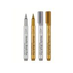 Luminoo WATERPROFF METALİK MARKER KALEM SETİ KUMAŞ,CAM,TUVAL V.B. 2'Lİ SET ALTIN VE GÜMÜŞ