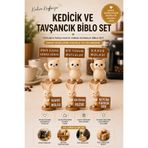Lumis Home Kedicik ve Tavşancık Biblo Seti 6 Parça – Kahve Köşesi Dekoru, Sevimli Masa Üstü Süsü, Kahve Severlere Hediyelik