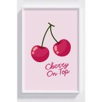 Lumiyo Cherry On Top Çerçeveli Dekoratif Poster - Mutfak ve Salon Duvar Süsü