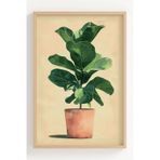 Lumiyo Doğal Ahşap Çerçeveli Saksılı Yeşil Bitki Poster - Modern Ev Dekoru