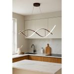 Lumora Kahverengi Modern Tasarım Beyaz Ledli Cafe - Mutfak - Salon 2 Li LED Avize