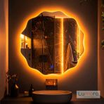 Lumora Mirror Design Cirelia Amber Led'li Lazer Kumlamalı Lavabo & Banyo Aynası (Dokunmatik Sensörlü) - 70 x 70