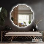 Lumora Mirror Design Cirelia Beyaz Led'li Lazer Kumlamalı Lavabo & Banyo Aynası (Dokunmatik Sensörlü) - Beyaz Ledli - 70 x 70