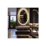 lumora mirror design Elliptika Günışığı Led'li Lazer Kumlamalı Lavabo & Banyo Aynası (Dokunmatik Sensörlü)