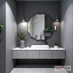 Lumora Mirror Design Envara Modern Antrasit Boyalı Mdf Çerçeveli Dekoratif Ayna - Antrasit - Gri - 90 x 90